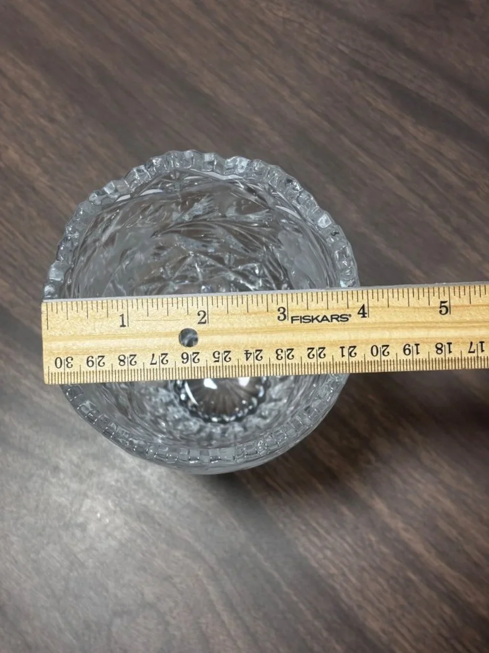 Imperlux 24% Lead Crystal Vase With Etched Frosted Floral Pattern VTG 80s